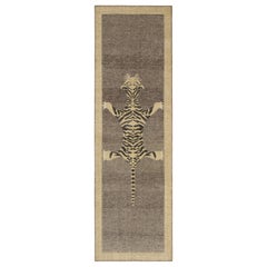 Rug & Kilim - Runner Tigre in stile Distressed nei colori grigio, beige e nero