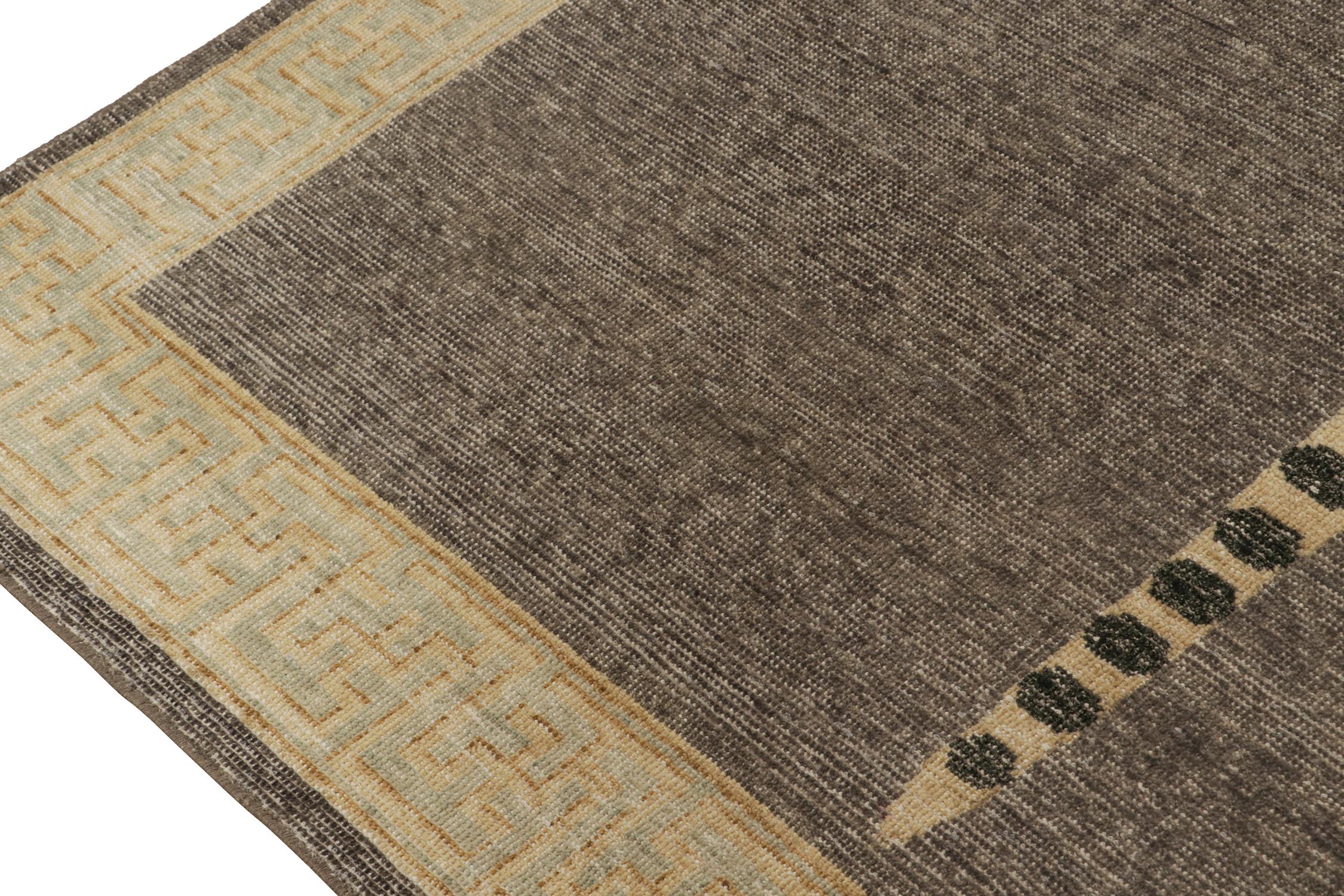 Hand-Knotted Rug & Kilim’s Distressed Style Tiger Skin Rug in Gray, Beige and Black Pictorial For Sale