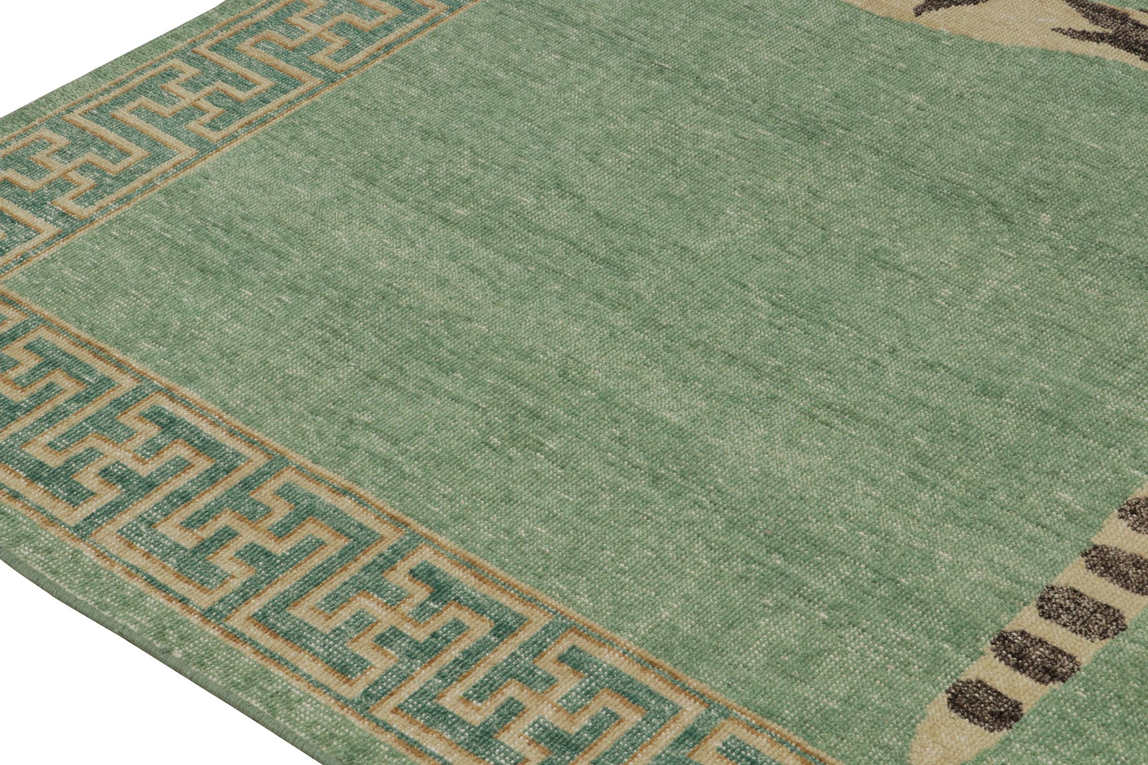Rug & Kilim's Distressed Style Tiger Skin Rug in Green, Beige & Black Pictorial (en anglais)  Neuf - En vente à Long Island City, NY