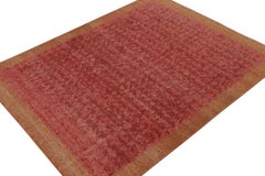 Rug & Kilim’s Distressed Style Transitional Rug in Red Geometric Patterns