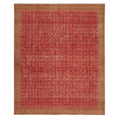 Rug & Kilim's Transitional-Teppich im Distressed-Stil mit roten, geometrischen Mustern