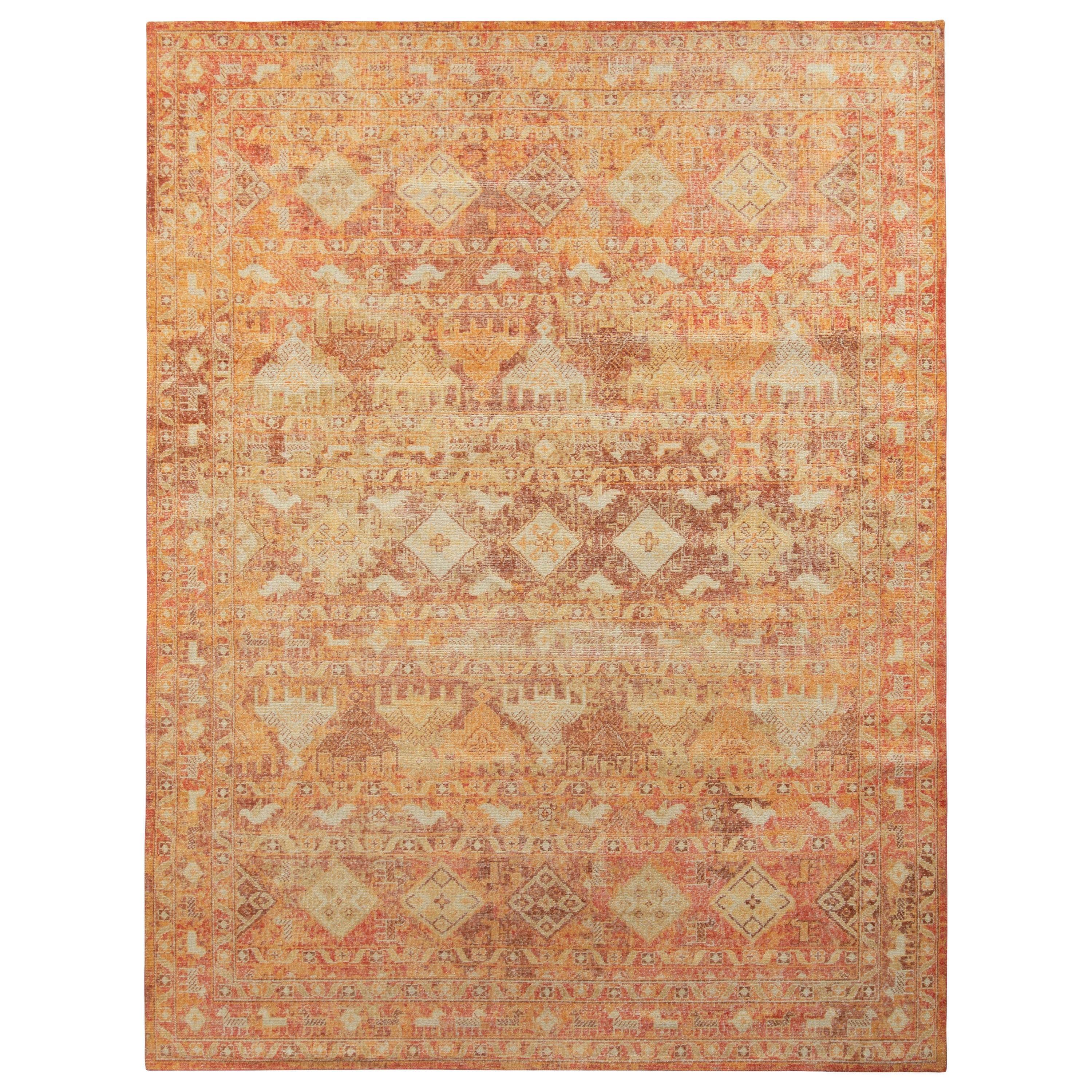 Teppich & Kilims Tribal Teppich im Used-Stil in Rot Orange mit geometrischem Muster