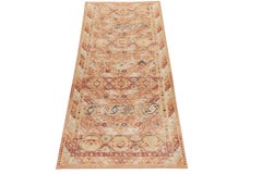 Rug & Kilim's Distressed Style Tribal Runner in Orange, Red & Blue Pattern