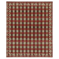 Alfombra de estilo sueco desgastada de Rug & Kilim con diseño geométrico rojo y marrón