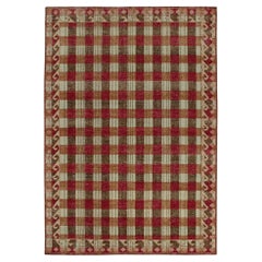 Alfombra de estilo sueco desgastada de Rug & Kilim con diseño geométrico rojo y marrón