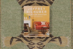 Rug & Kilim’s Distressed Tiger Runner in Green with Beige and Brown Pictorial