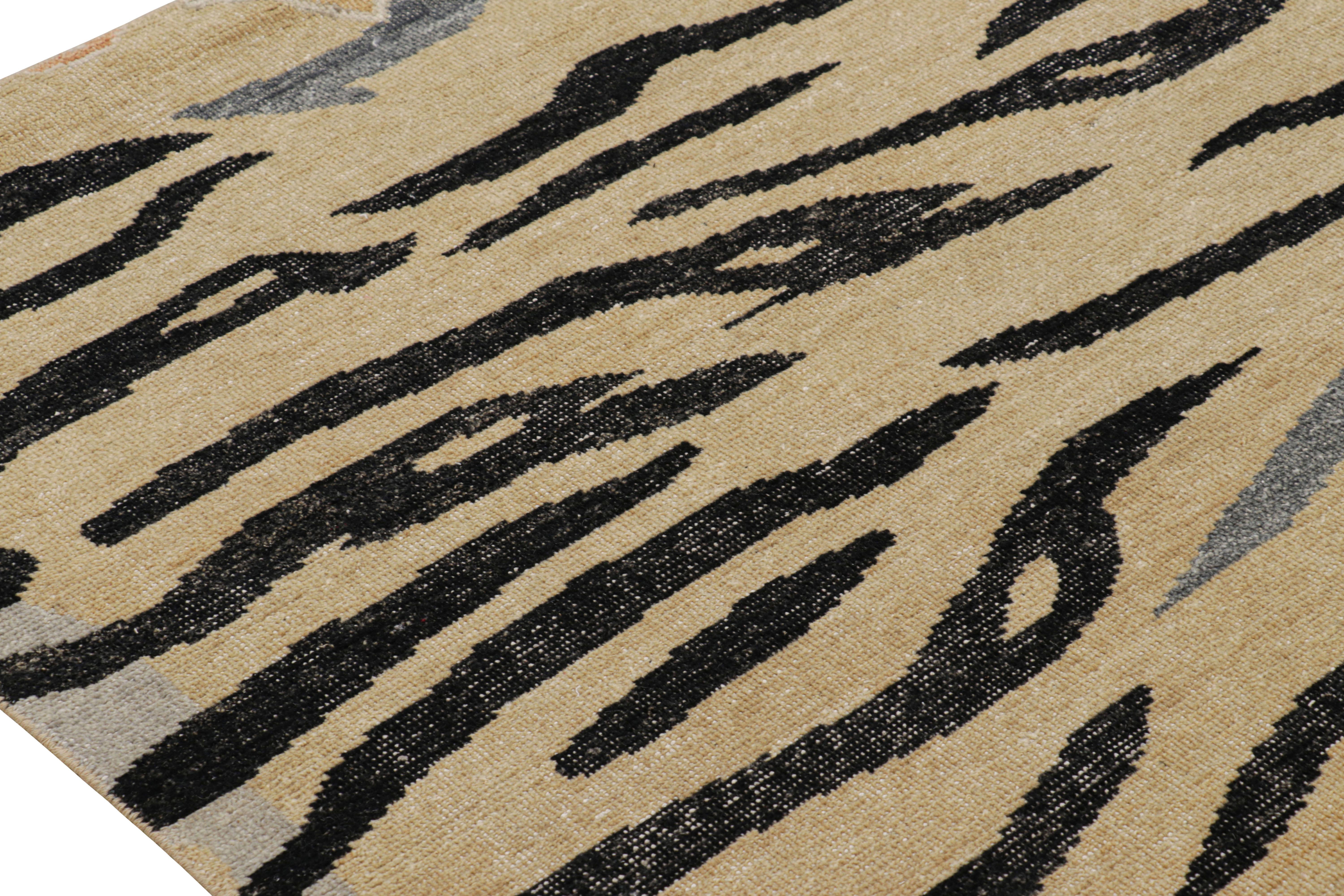 Rug & Kilim’s Distressed Tiger Skin Rug in Gold, Black and Gray Tones In New Condition For Sale In Long Island City, NY