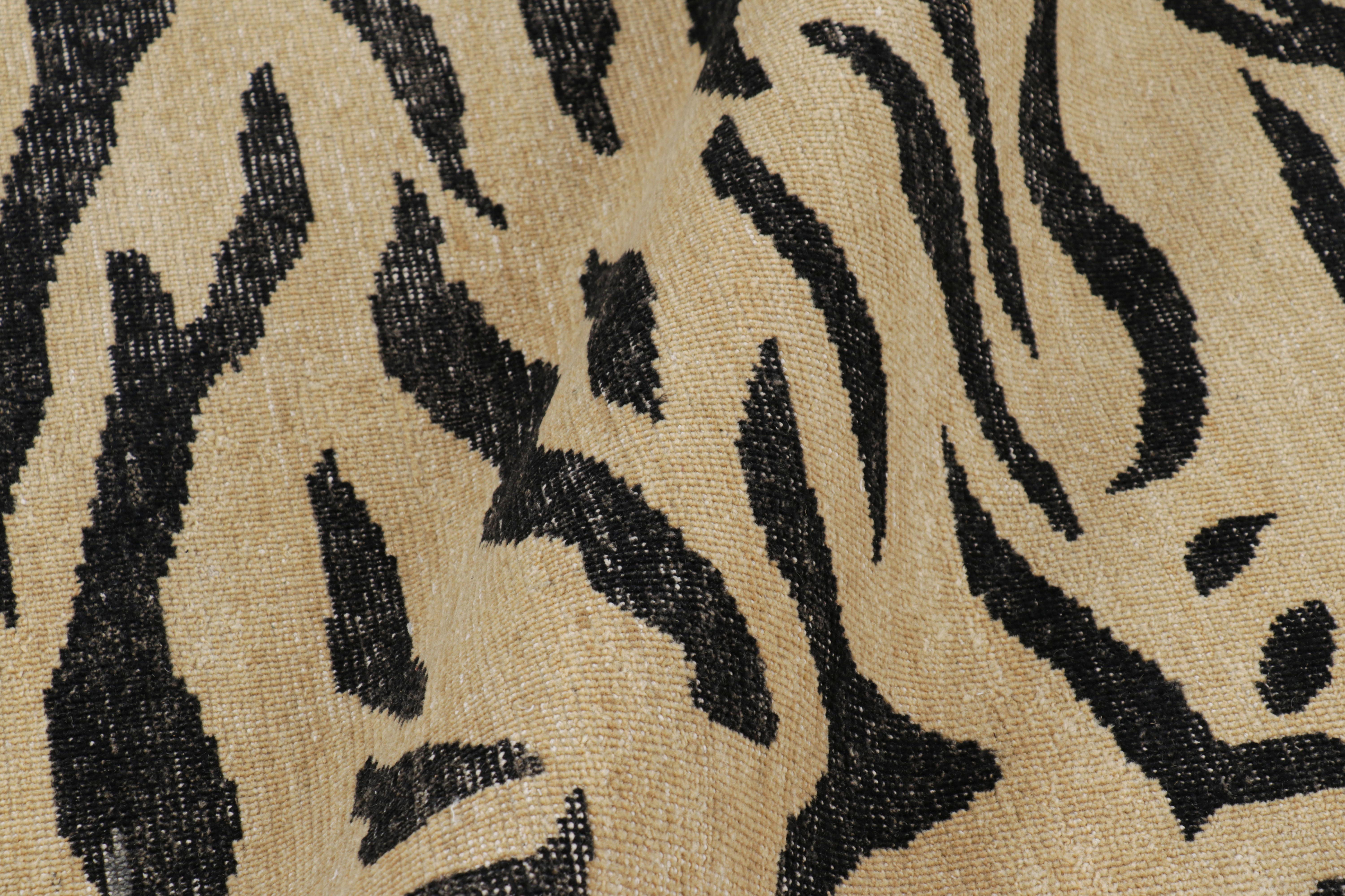Contemporary Rug & Kilim’s Distressed Tiger Skin Rug in Gold, Black and Gray Tones For Sale