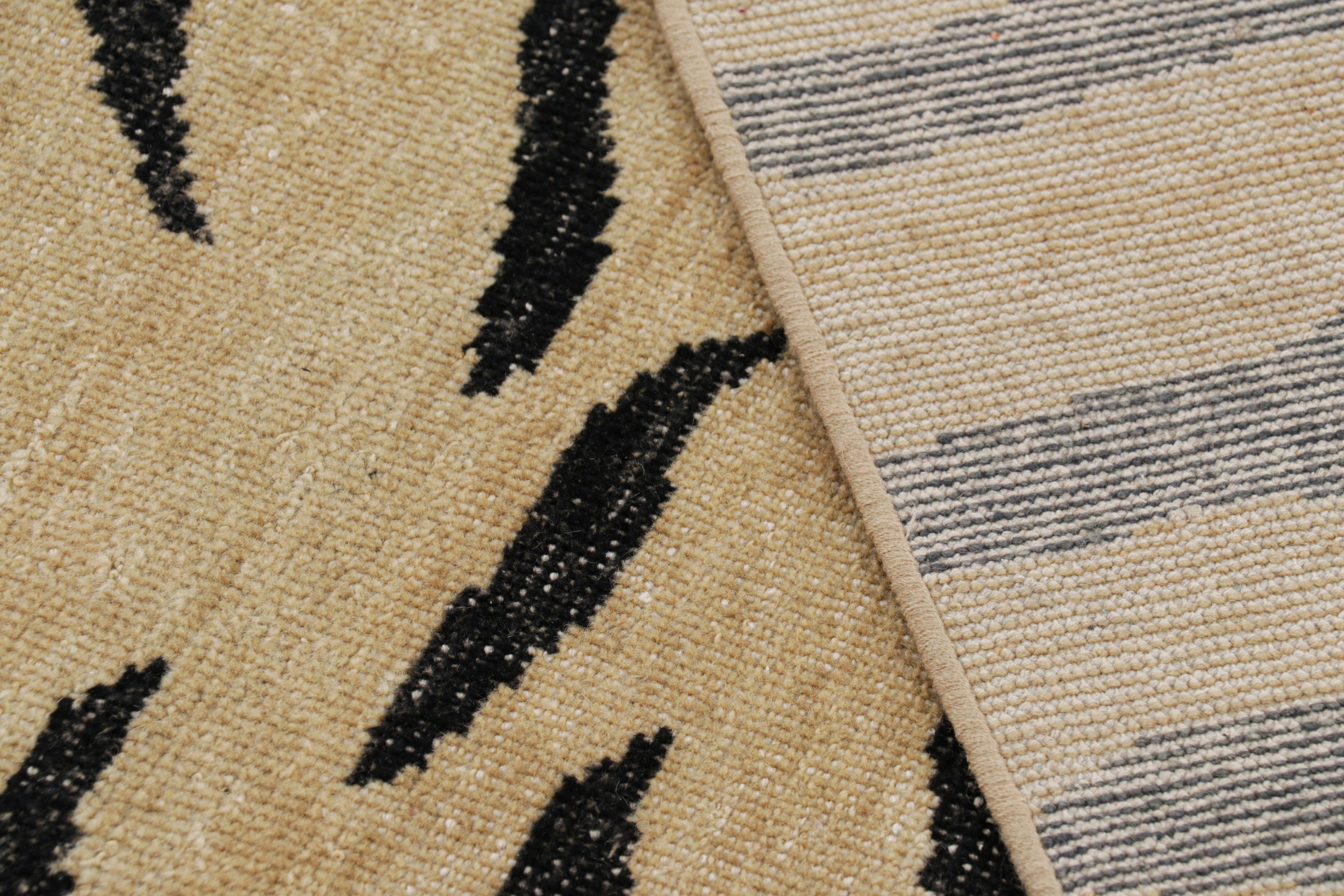 Wool Rug & Kilim’s Distressed Tiger Skin Rug in Gold, Black and Gray Tones For Sale