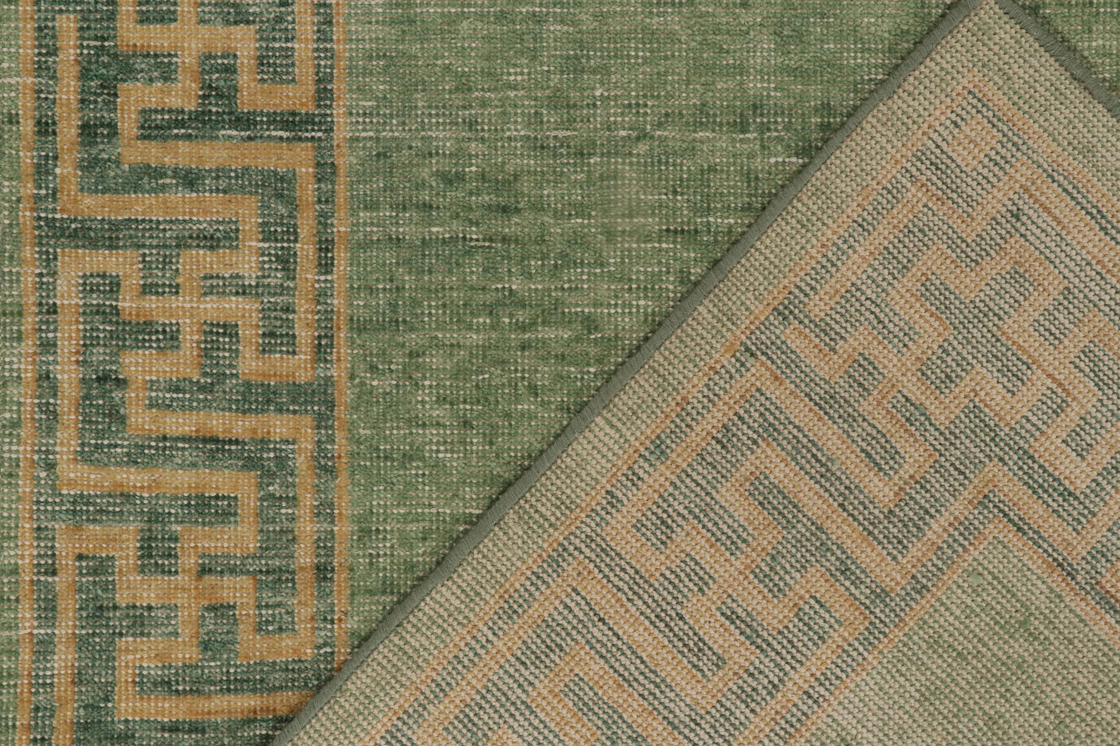 Rug & Kilim’s Distressed Tiger Skin Style Rug in Green, Beige & Black Pictorial In New Condition For Sale In Long Island City, NY