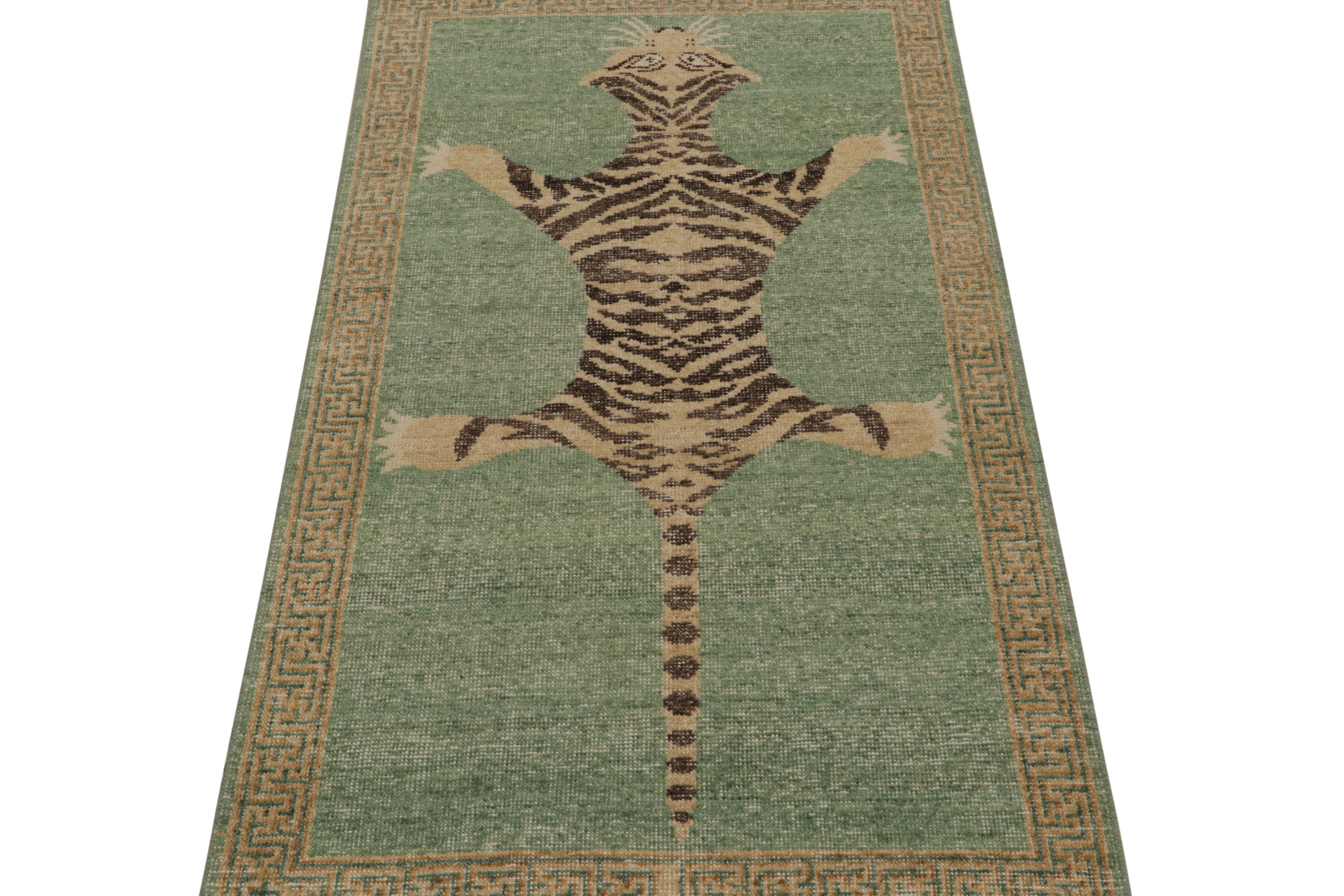 Teppich & Kilims Distressed Tiger Skin Style Läufer in Grün, Beige & Schwarz Pictori (Sonstiges) im Angebot