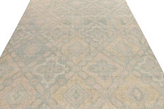 Rug & Kilim's Distressed Transitional Deco Style Rug, Cream, Blue Floral