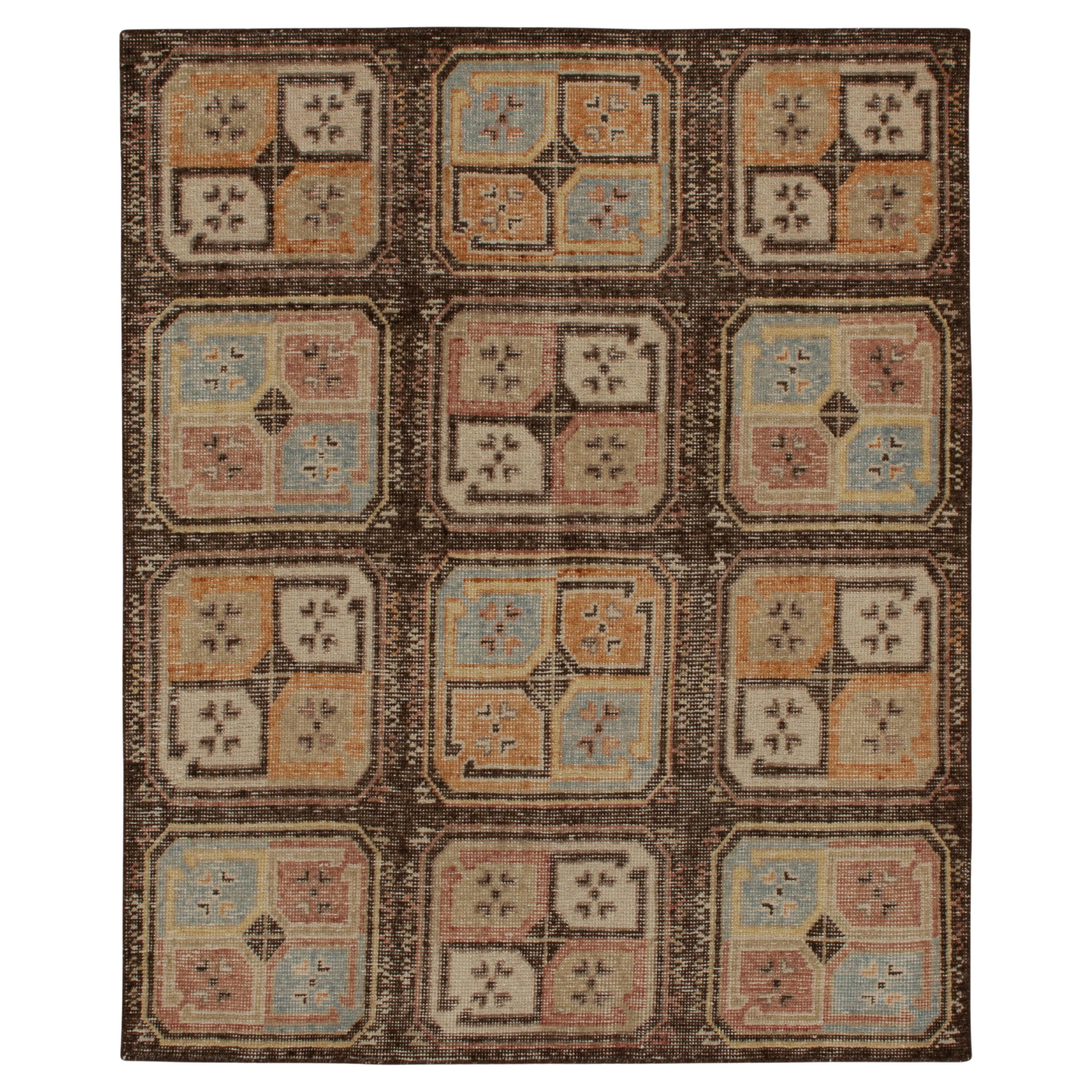 Rug & Kilim’s Distressed Tribal Style Rug in Beige-Brown & Polychrome Medallions For Sale