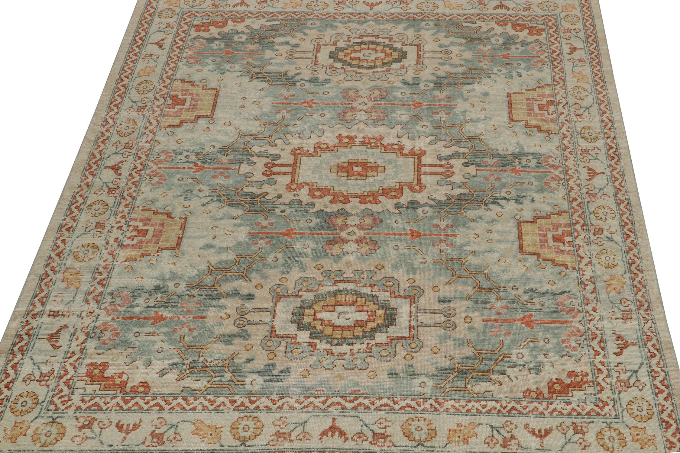 Indian Rug & Kilim’s Distressed Tribal Style Rug in Blue with Rustic Floral Patterns For Sale
