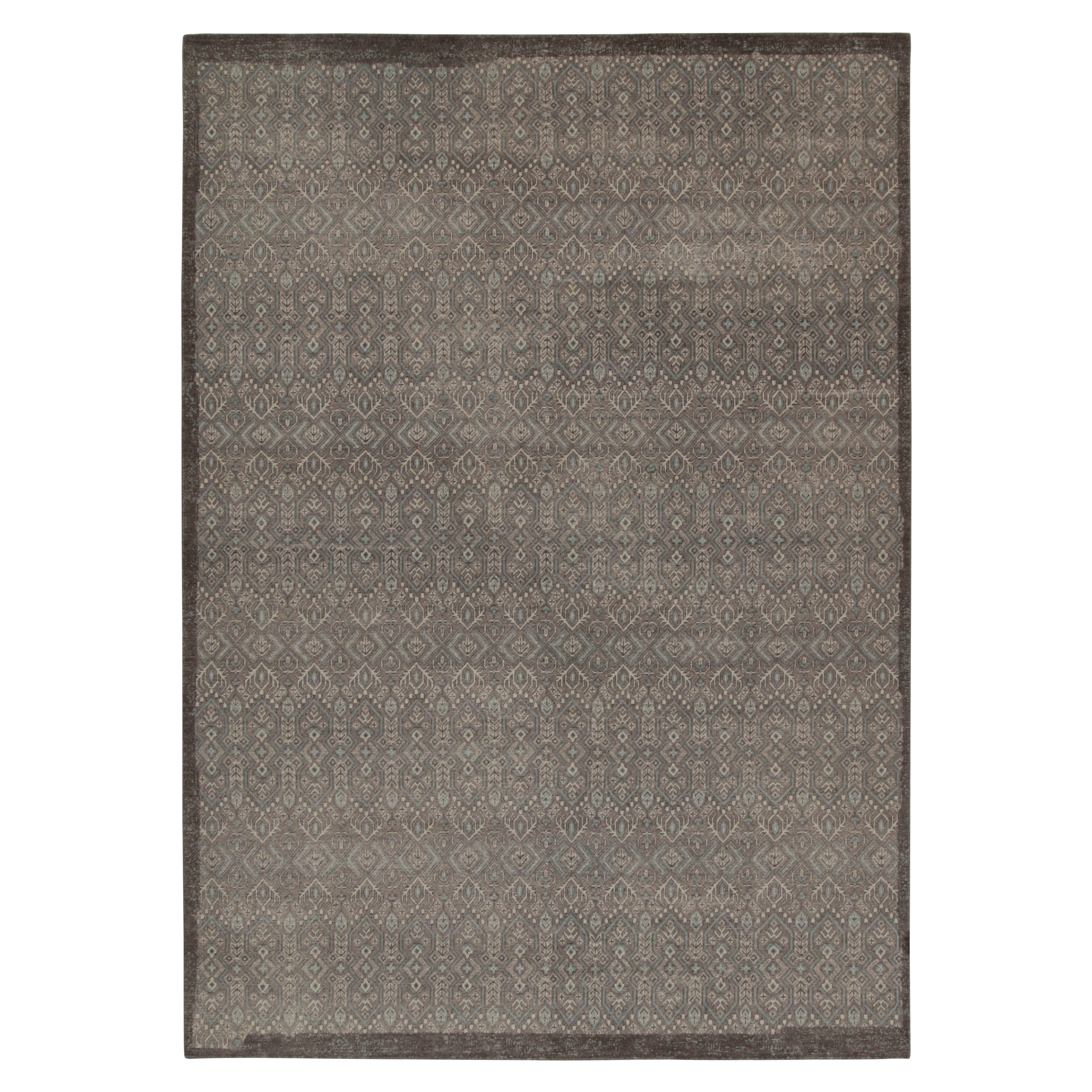 Rug & Kilim's Distressed Tribal Style Teppich in Grau und Blau Geometrische Muster