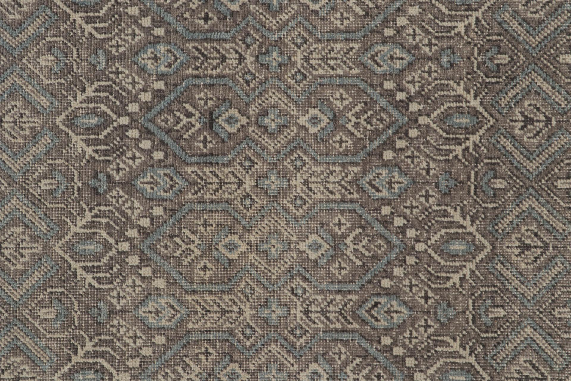 Rug & Kilim’s Distressed Tribal Style Rug In Gray With Geometric Pattern In New Condition In Long Island City, NY