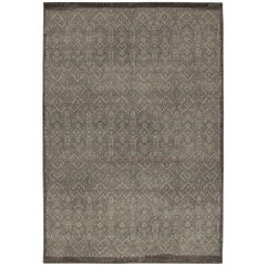 Rug & Kilim's Distressed Tribal Style Teppich in Grau und Blau mit geometrischen Mustern
