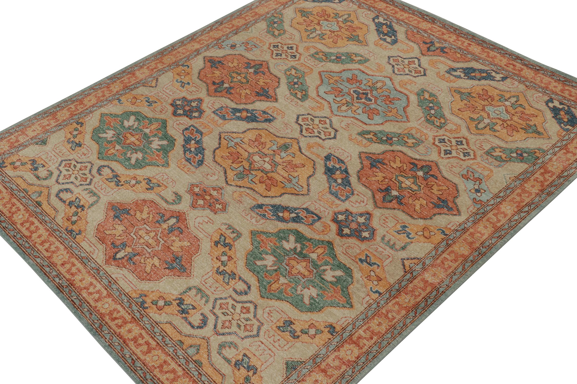 This 8x10 rug is a grand new addition to the Homage Collection by Rug & Kilim. Hand-knotted in wool and cotton, its design recaptures antique Caucasian tribal rugs in an inventive new Rustic Modern design.

Further on the Design:

Connoisseurs