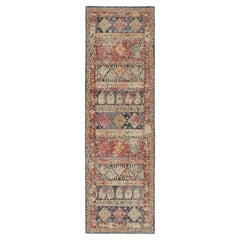 Rug & Kilim’s Distressed Tribal Style Runner in Polychromatic Geometric Patterns