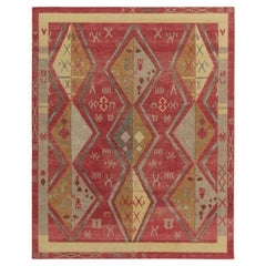 Rug & Kilim's Distressed Yuruk Style Teppich in Rot, Beige & Grau Geometrische Muster