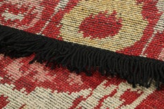 Rug & Kilim’s Dragon Rug in Gold and Blue with Geometric-Floral Patterns