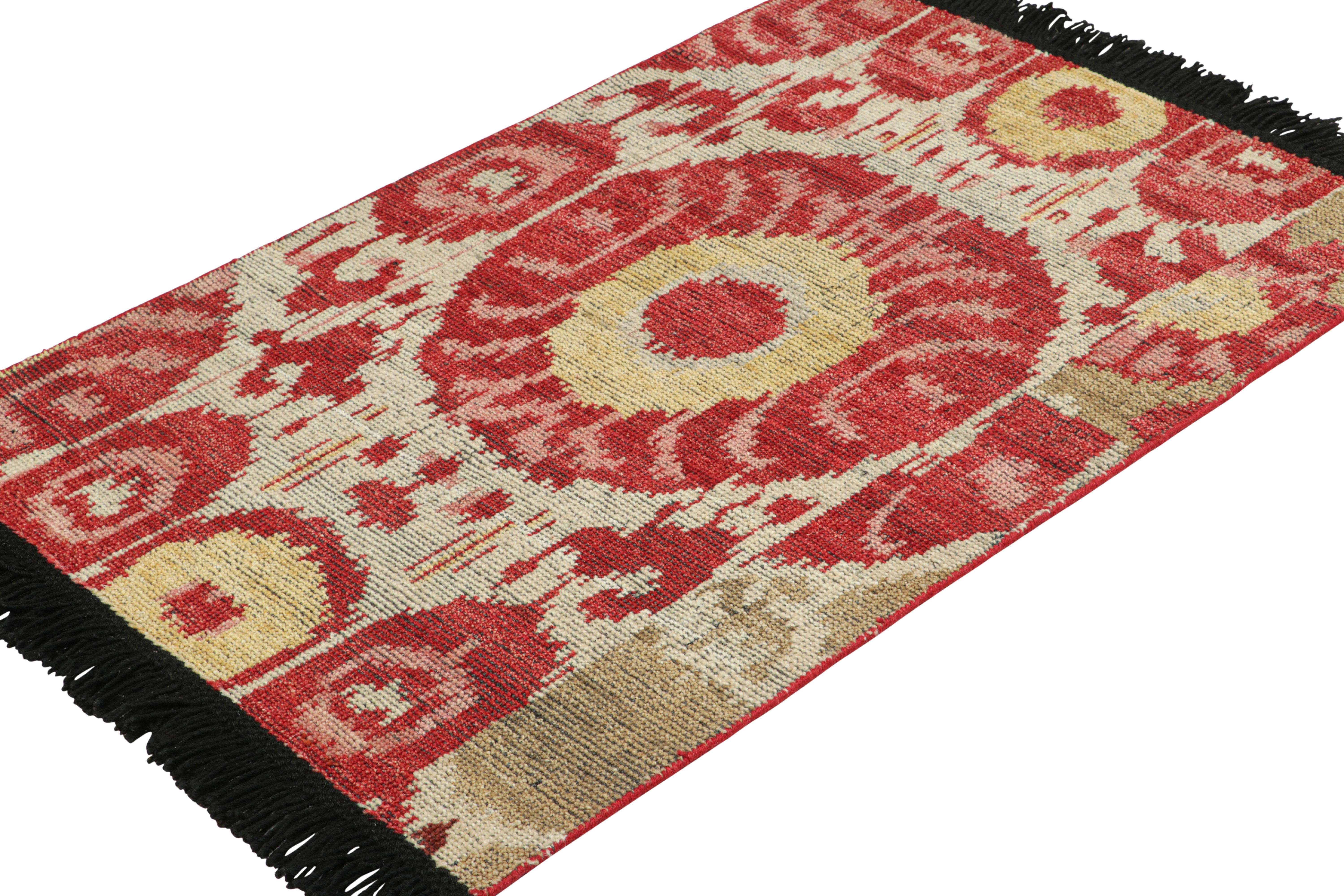 Noué à la main Rug & Kilim's Dragon Rug in Gold and Blue with Geometric-Floral Patterns (Rug & Kilim's Dragon Rug in Gold and Blue with Geometric-Floral Patterns) en vente