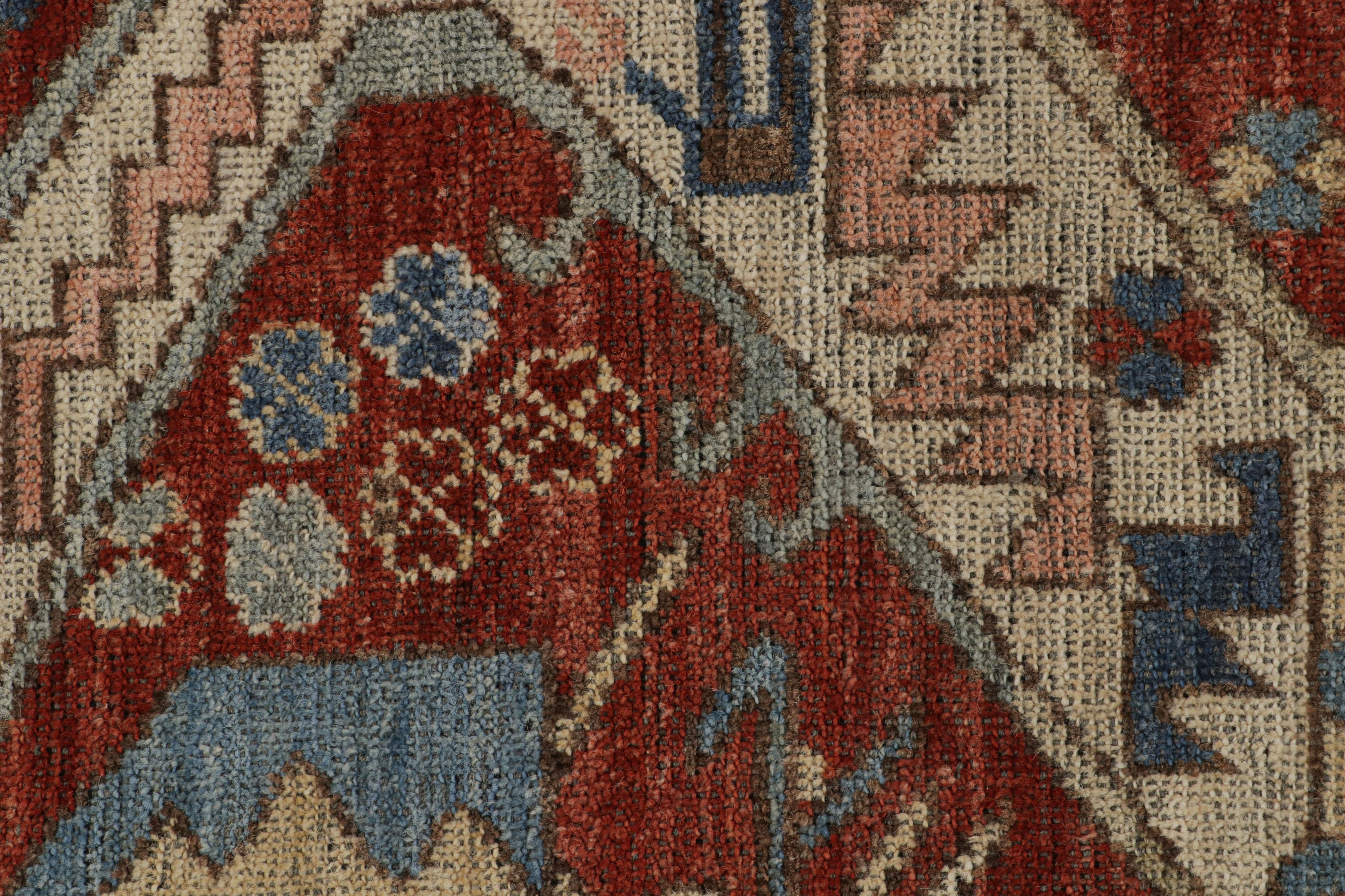 Rug & Kilim’s Dragon Soumak Style Rug in Red and Blue Geometric Patterns In New Condition For Sale In Long Island City, NY