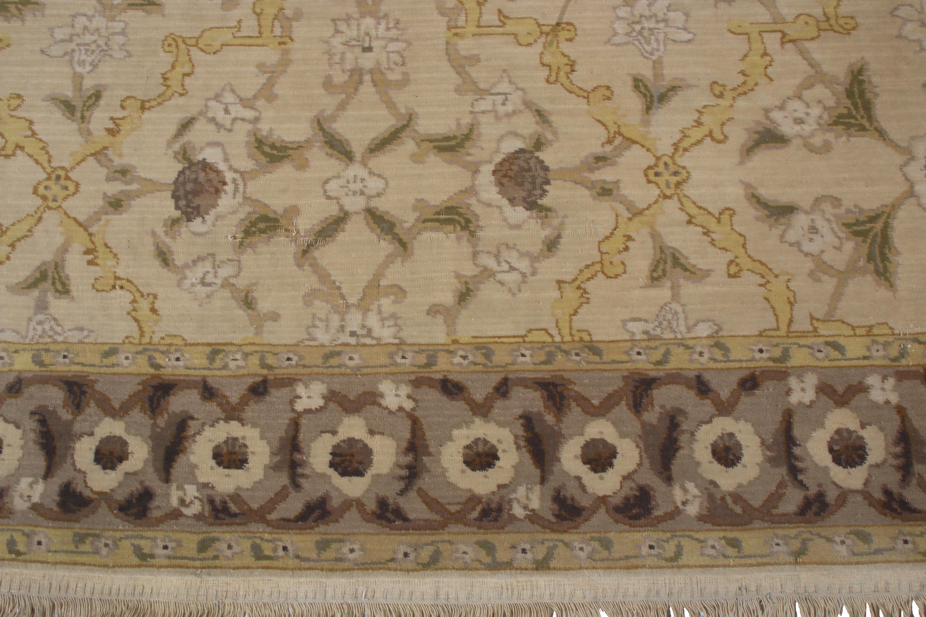 Teppich & Kilims Ostturkestan inspiriert Beige Braun Herati Wolle Floral Teppich (Islamisch) im Angebot