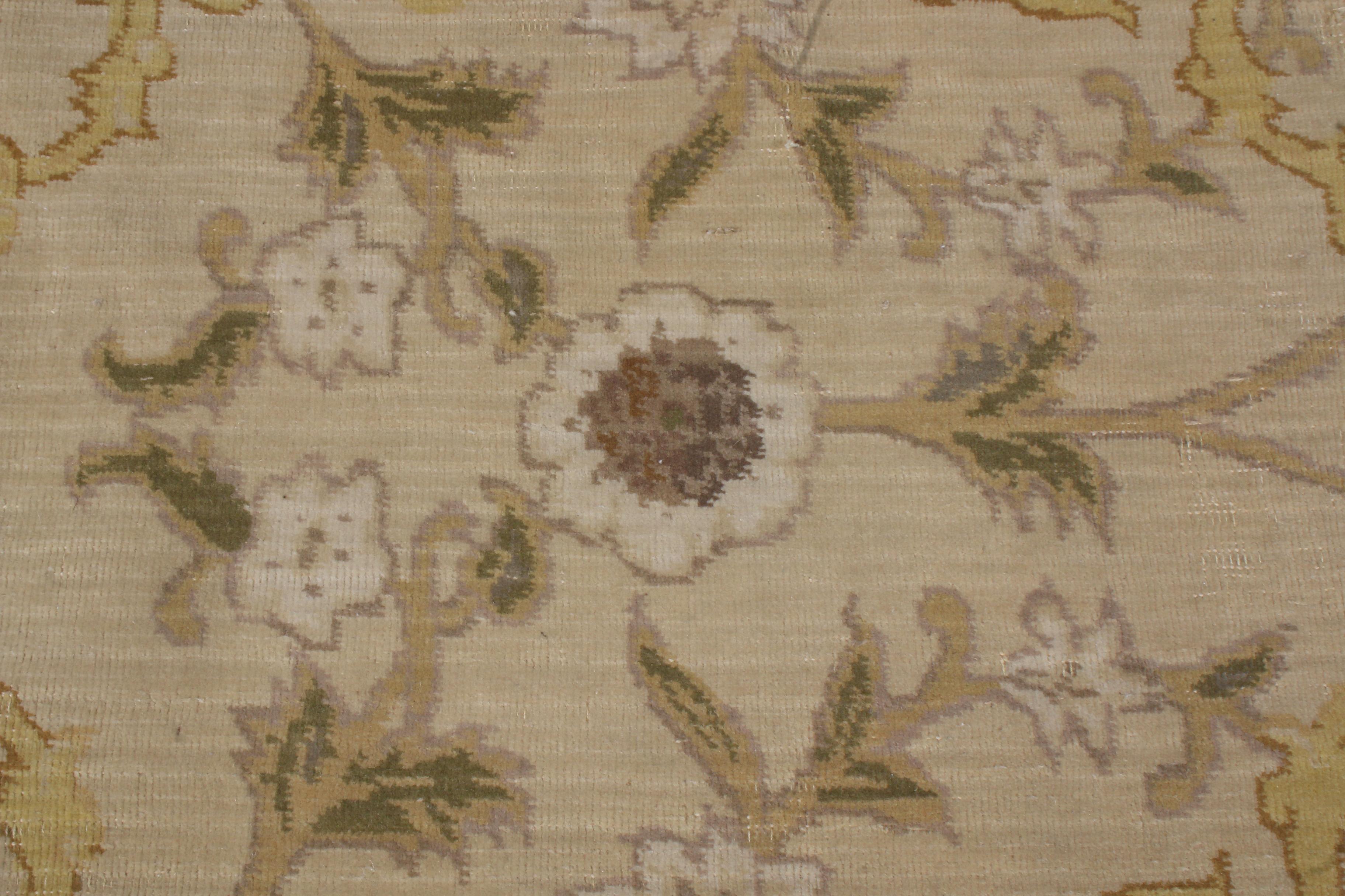 Teppich & Kilims Ostturkestan inspiriert Beige Braun Herati Wolle Floral Teppich (Handgeknüpft) im Angebot