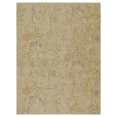 Tejido plano estilo Tudor inglés de Rug & Kilim en beige con motivos florales