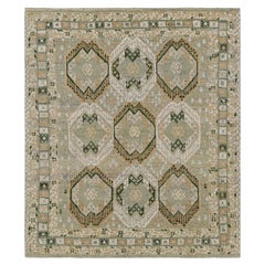 Rug & Kilim’s Ersari Style Rug in Light Green Tones with Geometric Medallions