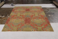Rug & Kilim’s Ersari Style Rug in Red and Green Geometric Pattern