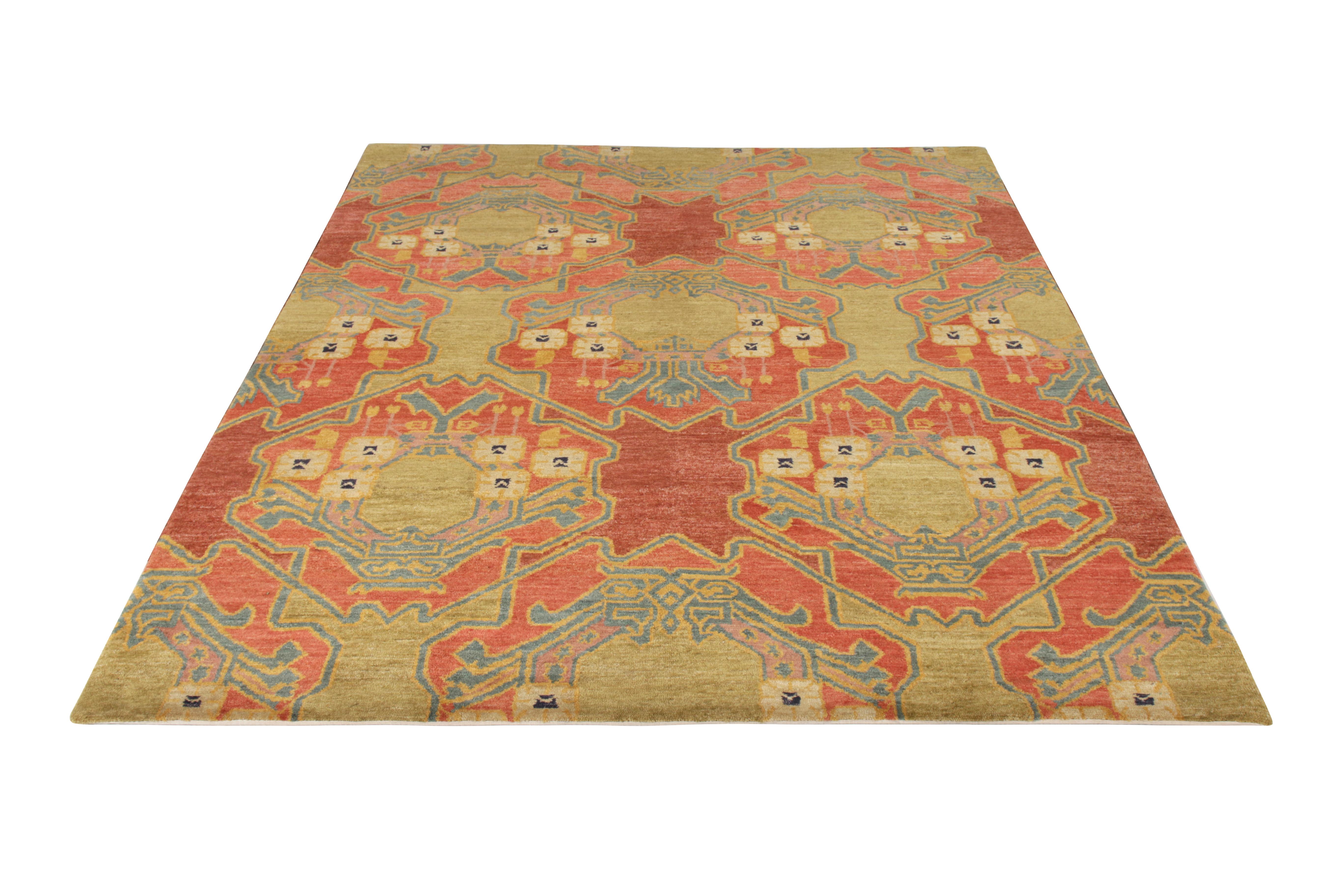 Other Rug & Kilim’s Ersari Style Rug in Red and Green Geometric Pattern