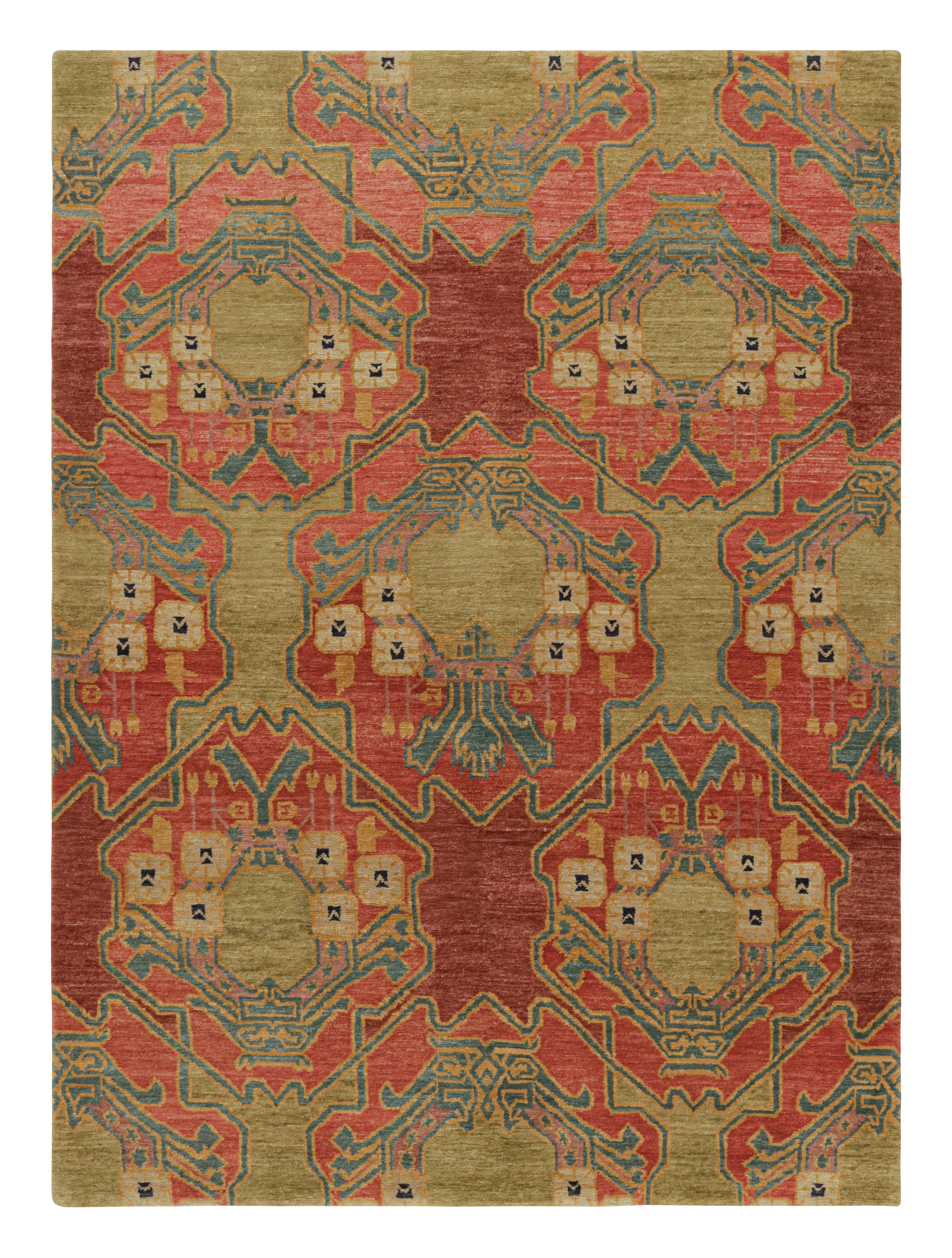 Alfombra estilo Ersari de Rug & Kilim con diseño geométrico rojo y verde