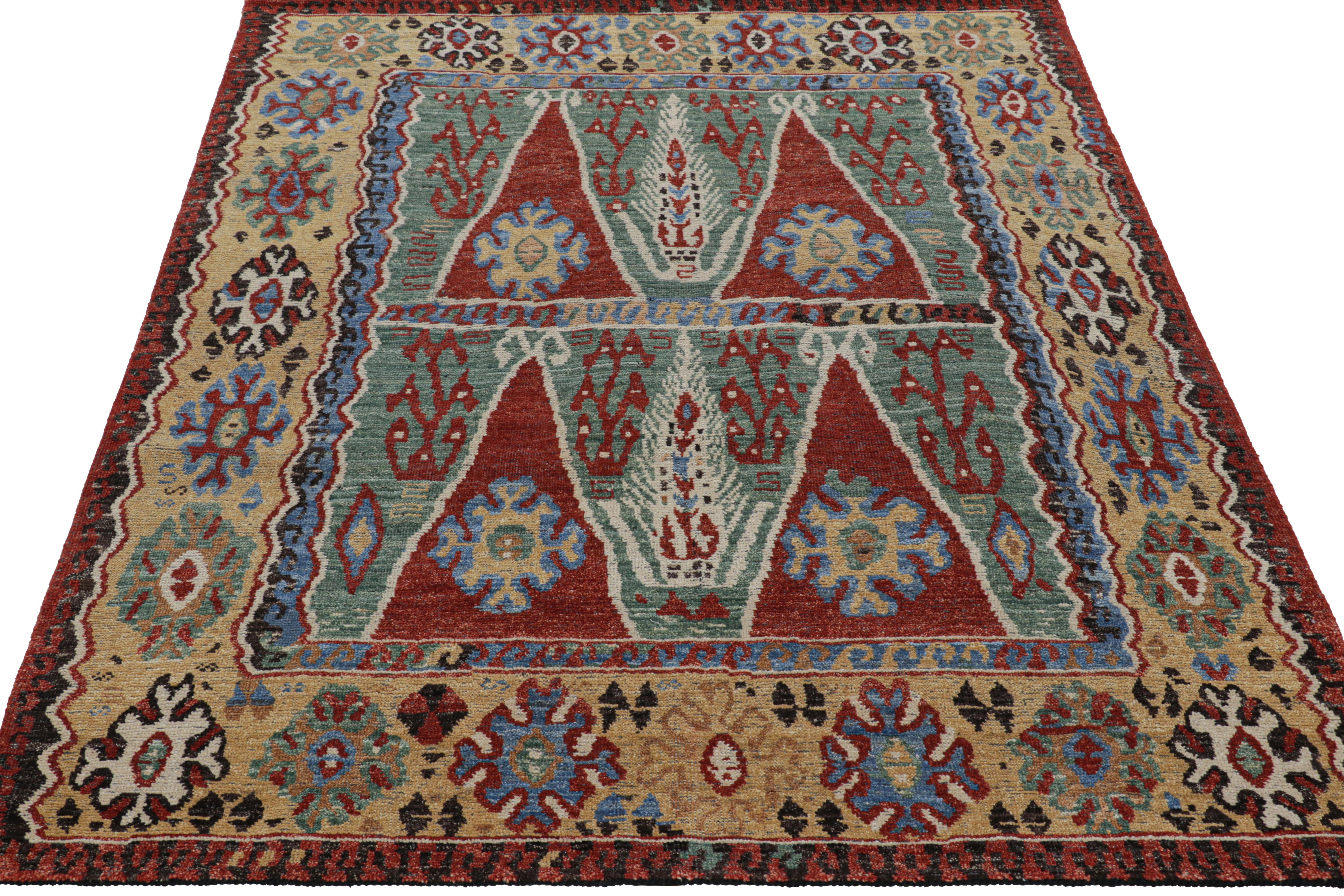 Hand-Knotted Rug & Kilim’s Erzurum Style Rug with Polychromatic Geometric Patterns For Sale