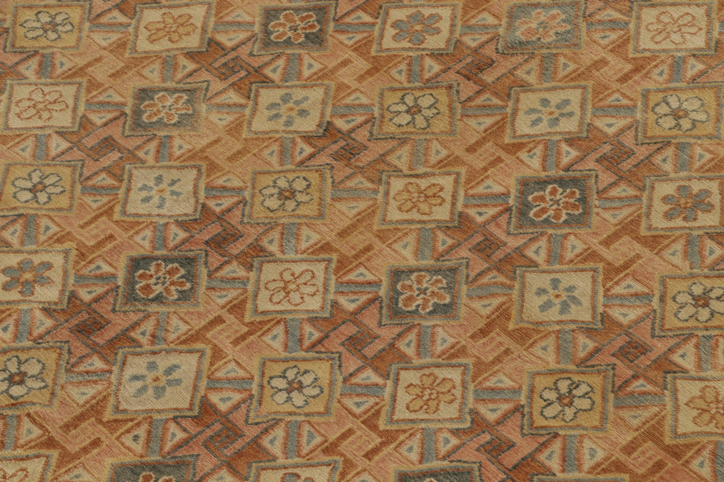 Teppich & Moderner blauer und beiger Wollteppich Escorial von Kilim (Art déco) im Angebot