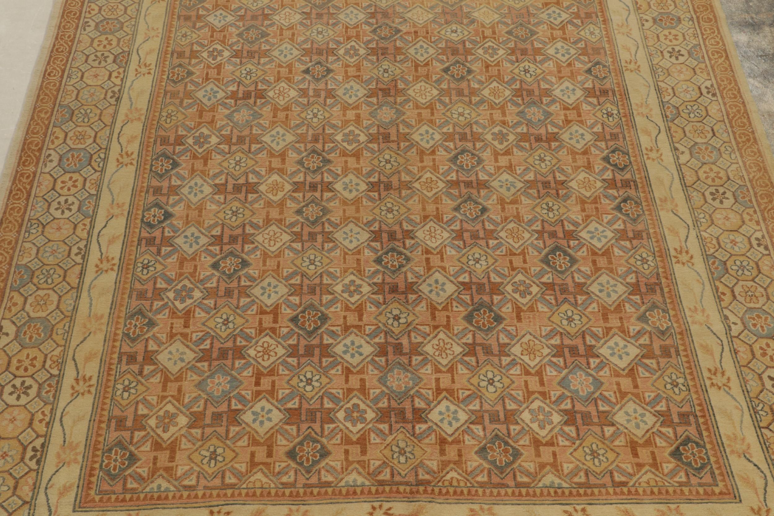 Teppich & Moderner blauer und beiger Wollteppich Escorial von Kilim (Nepalesisch) im Angebot