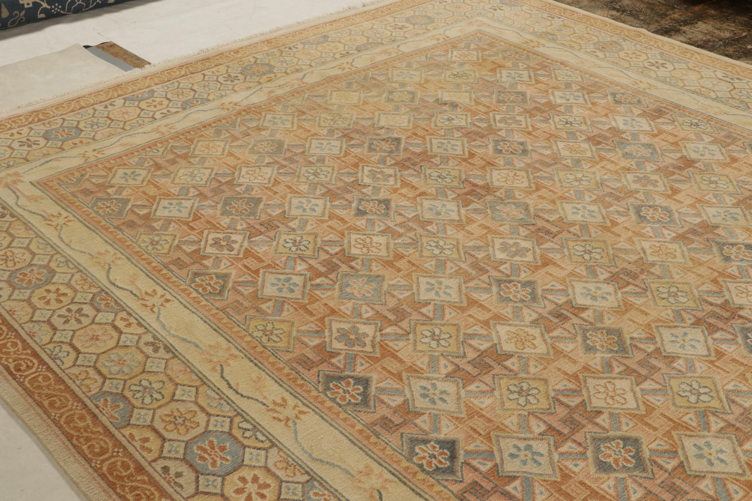 Teppich & Moderner blauer und beiger Wollteppich Escorial von Kilim (Handgeknüpft) im Angebot