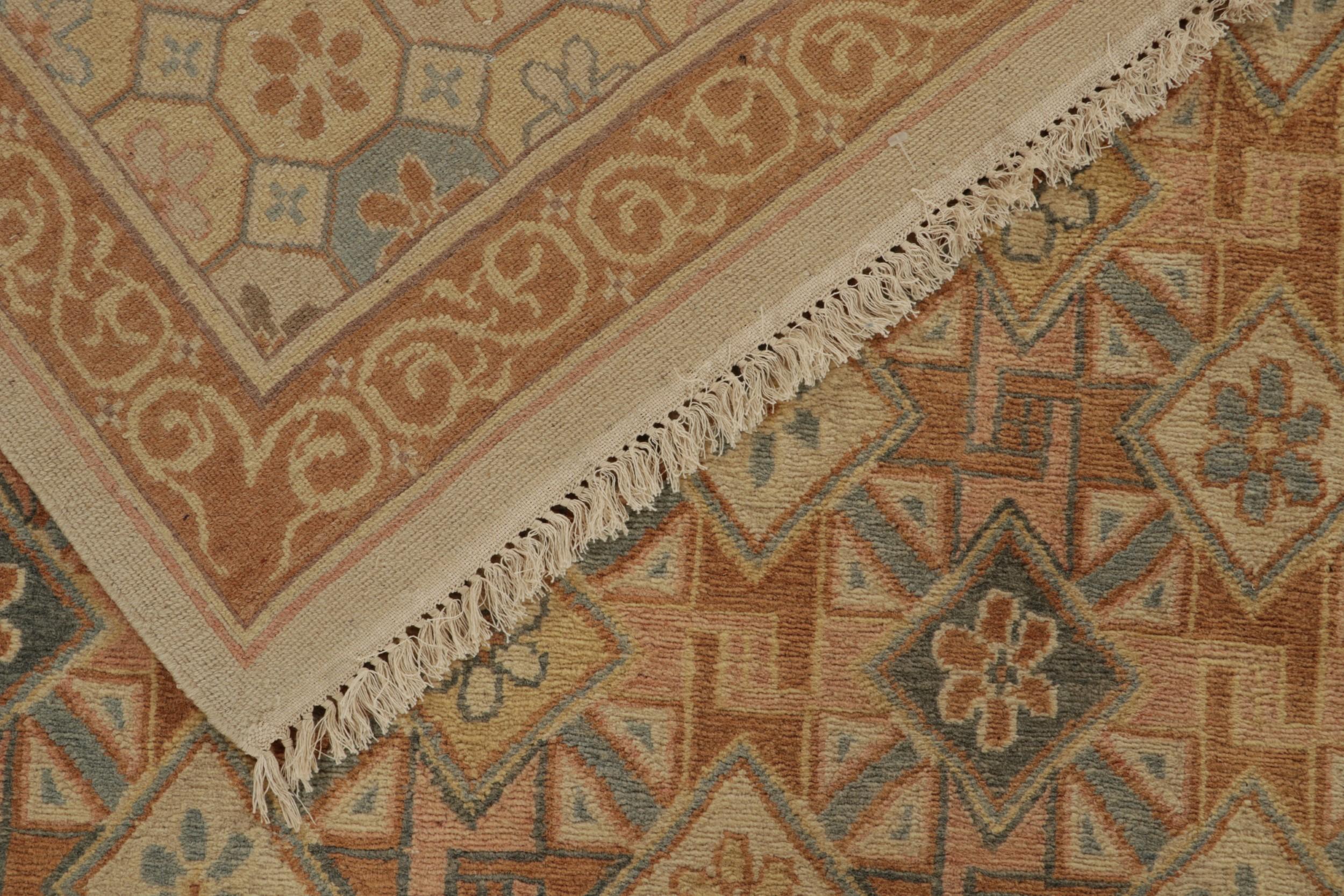 Alfombra europea de estilo Art Déco de Rug & Kilim con estampado beige y azul en venta 1