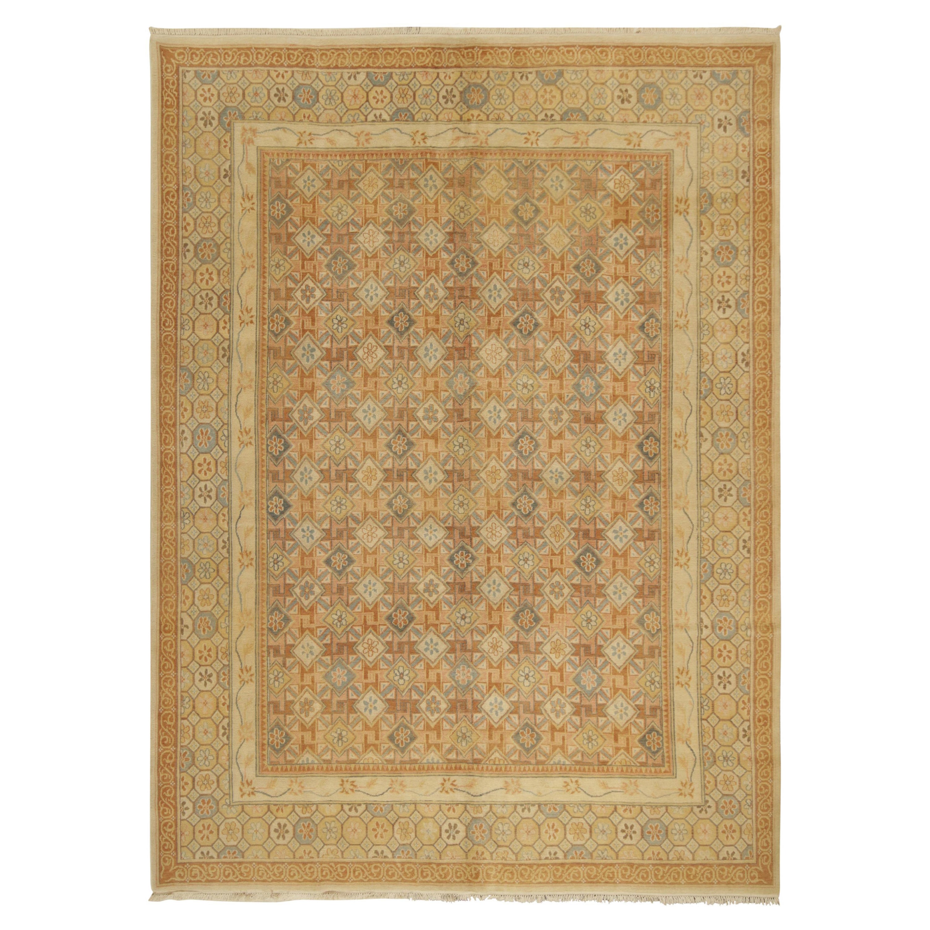 Tappeto Rug & Kilim in stile Art Deco europeo con motivo beige e blu