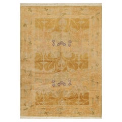 Rug & Kilim’s European Art Nouveau Style Rug in Beige and Gold Floral Pattern