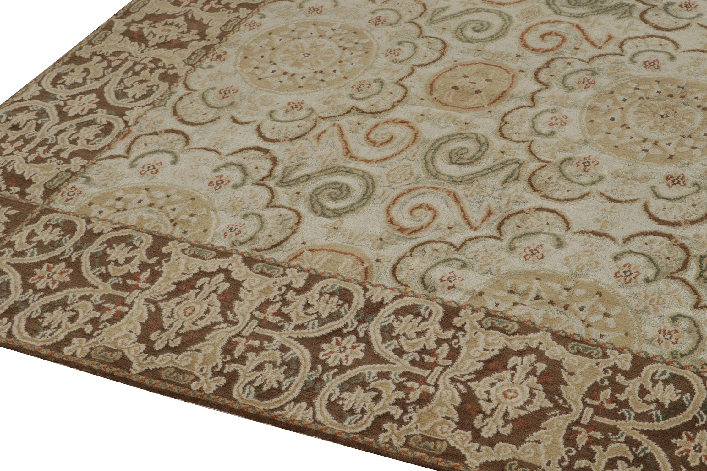 Rug & Kilim's Europäischer Jugendstil-Teppich in Beige, Brown und Grün  Muster im Zustand „Neu“ im Angebot in Long Island City, NY