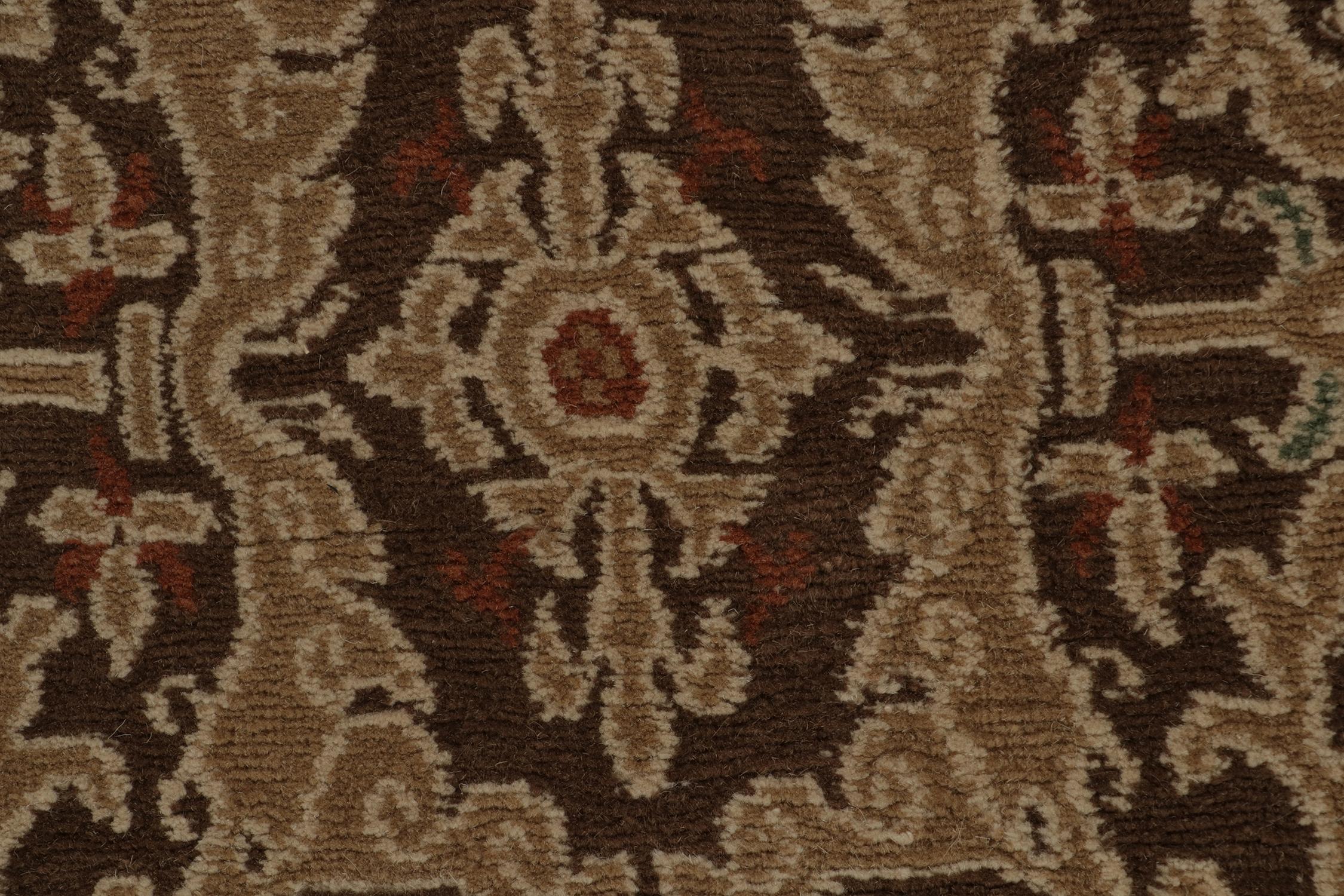 Rug & Kilim’s European Art Nouveau Style Rug in Beige, Brown and Green  Patterns In New Condition For Sale In Long Island City, NY