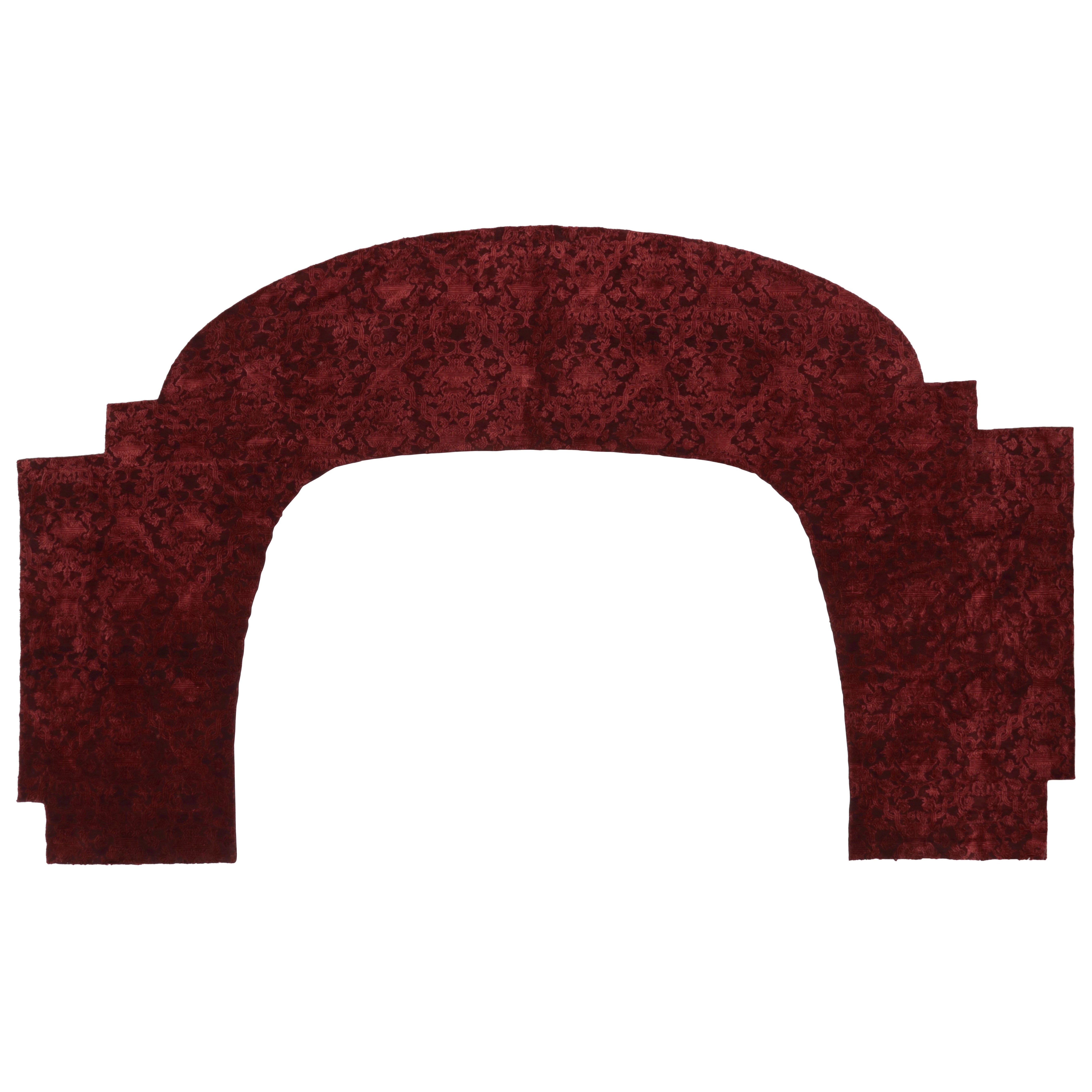 Rug 
Kilim’s European-Inspired U-Shaped Rug Fragment in Rich Red For Sale