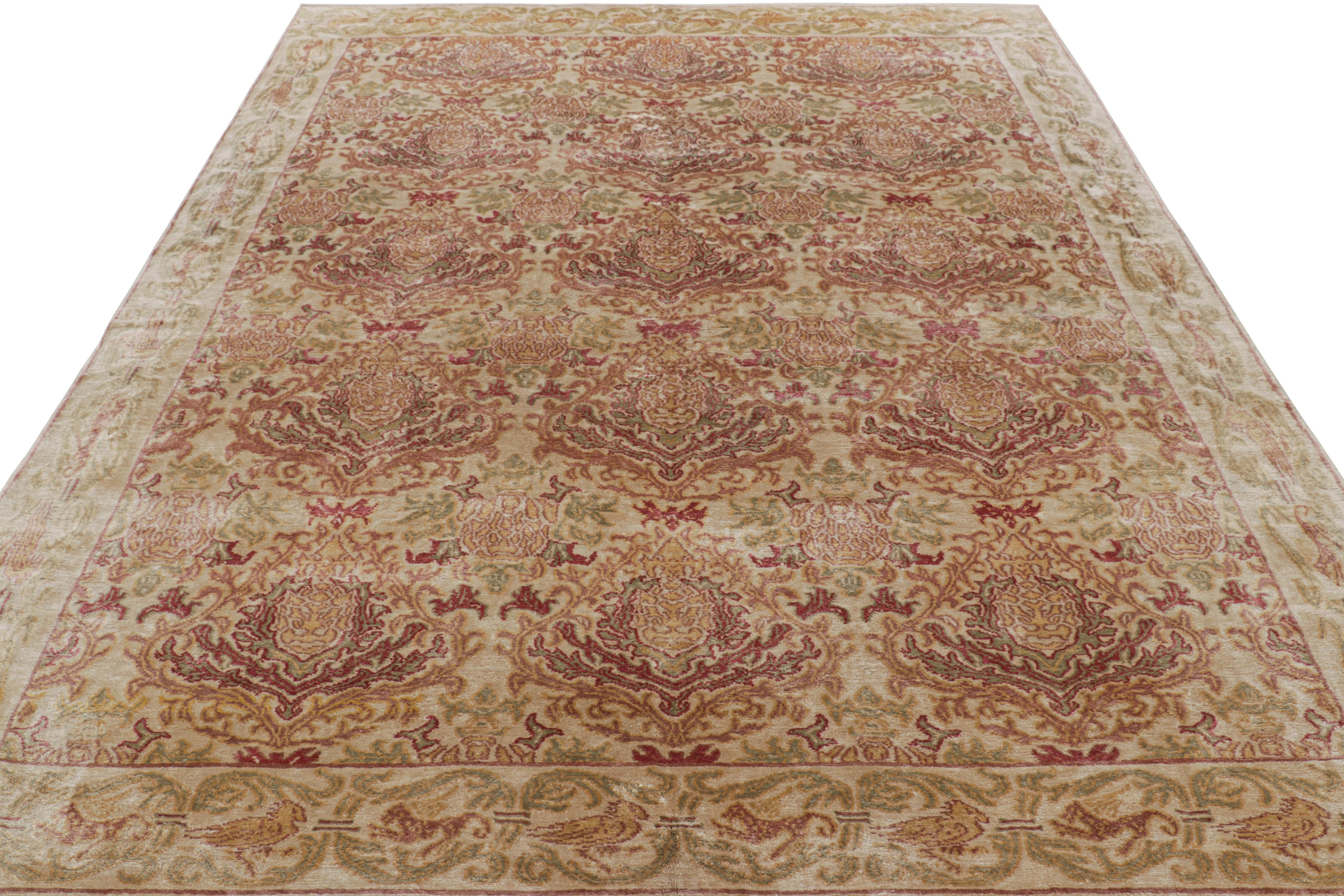 Tappeto europeo Rug & Kilim in beige marrone con motivi floreali 