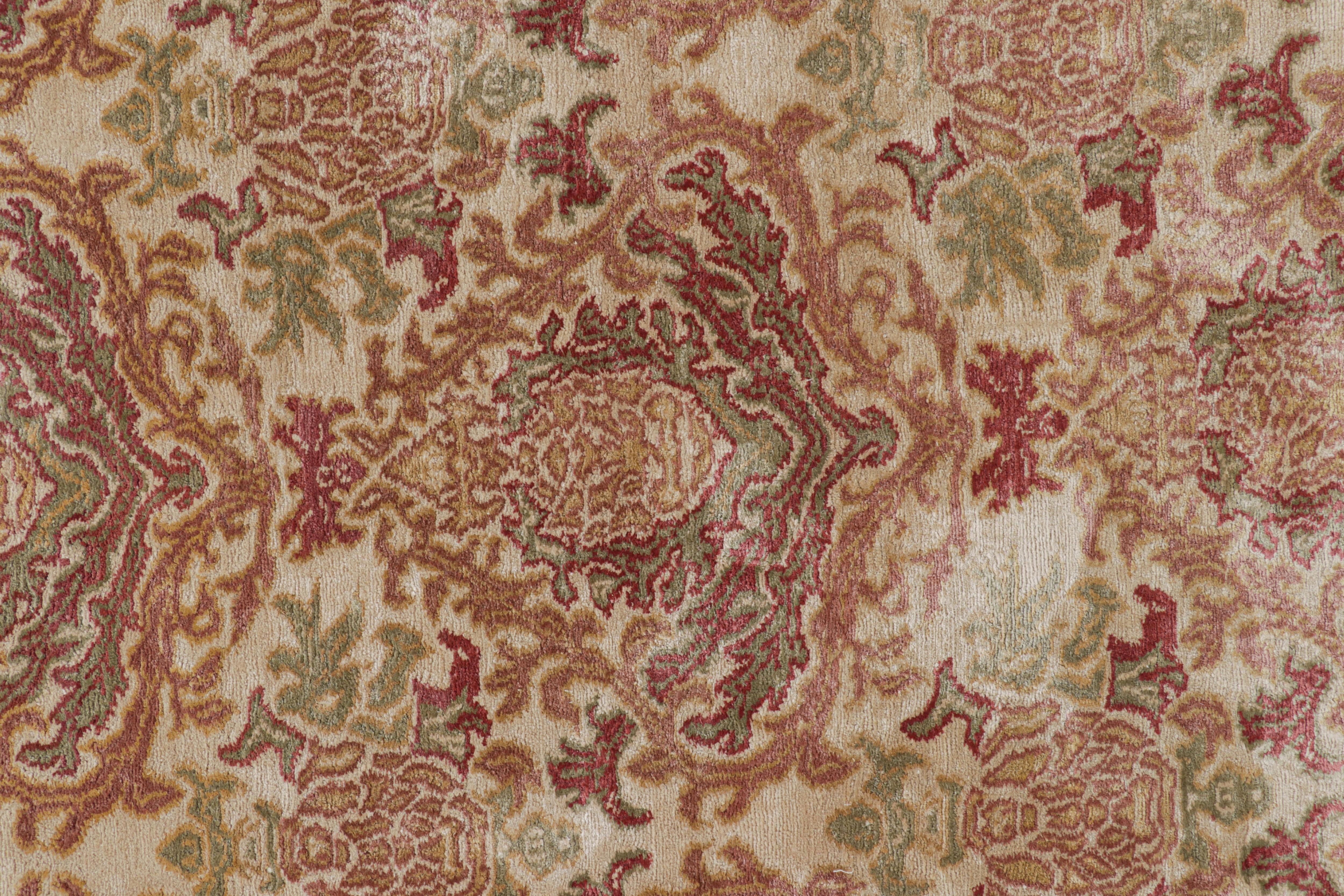 Nepalese Tappeto europeo Rug & Kilim in beige marrone con motivi floreali 