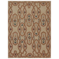 Rug & kilim’s European Rug in Beige, with Green and Red Floral Patterns