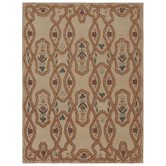 Rug & kilim’s European Rug in Beige, with Green and Red Floral Patterns
