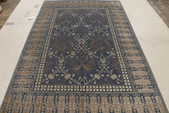 Rug & Kilim’s European Rug in Blue with Dragon Pictorial and Floral Patterns