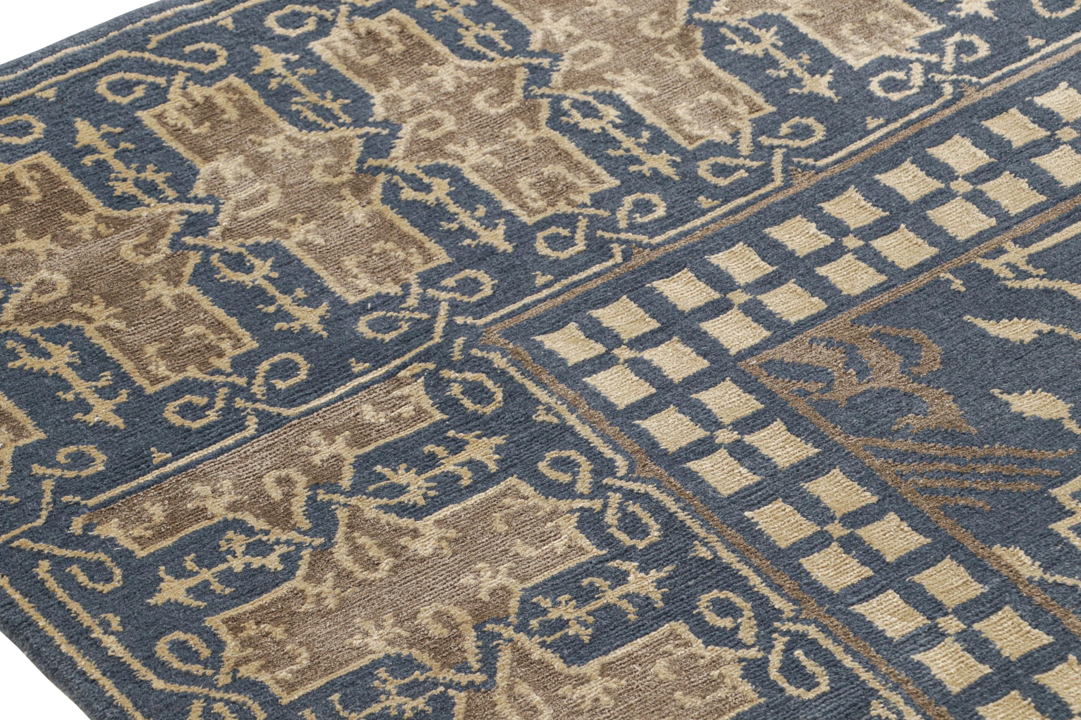 Hand-Knotted Rug & Kilim’s European Rug in Blue with Dragon Pictorial and Floral Patterns For Sale